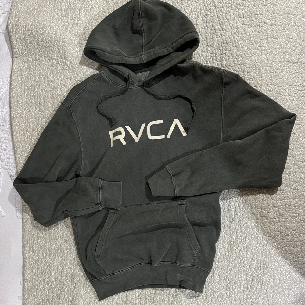 RVCA Men's olive green/gray Hoodie Sweater